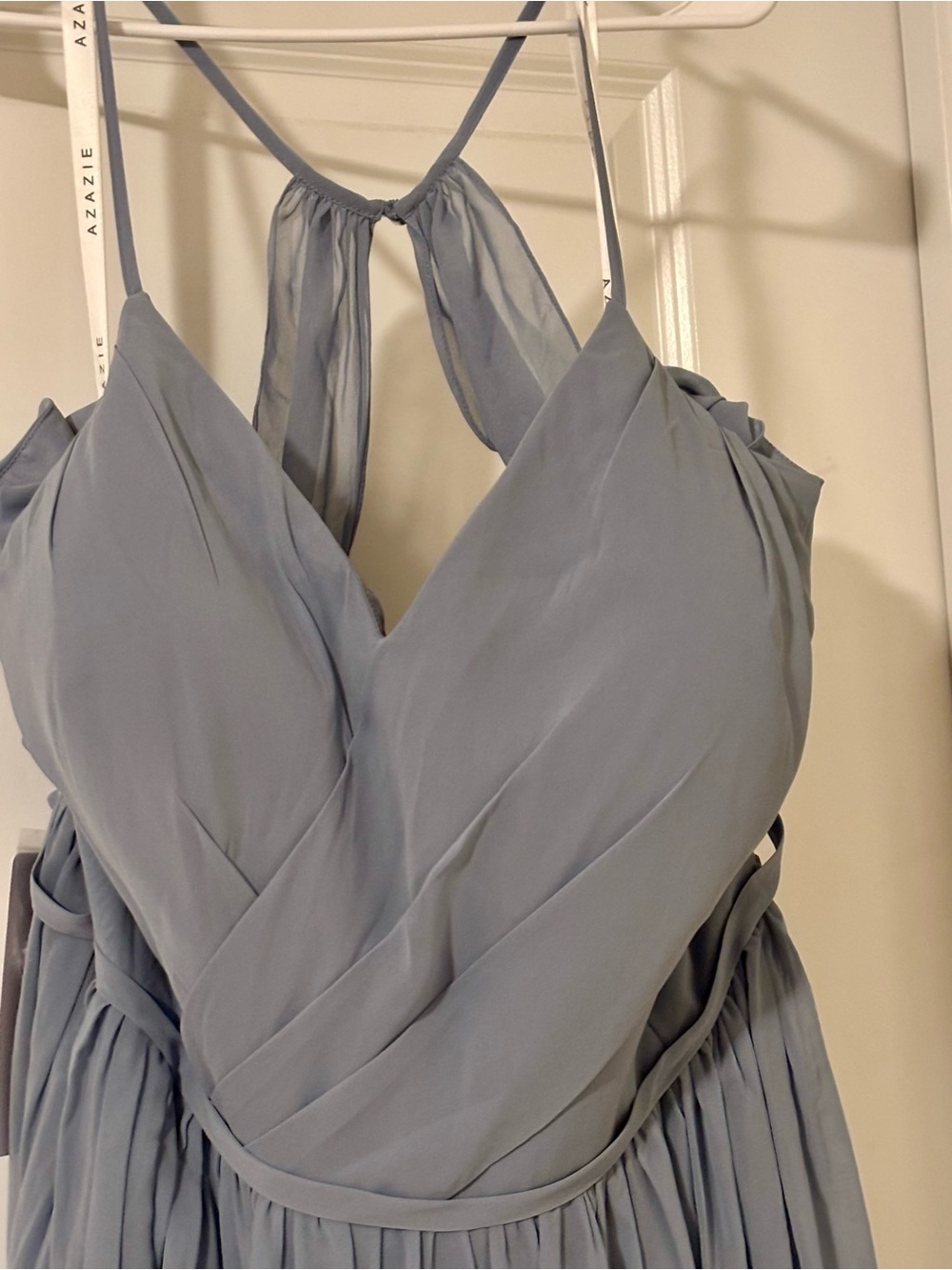 Azazie Dusty Blue Halter Chiffon Wedding Dress